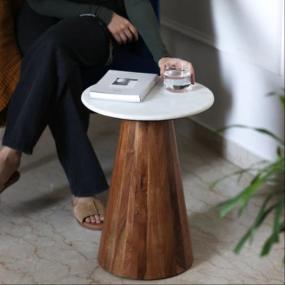Side Table | Solid Wood Side Table | Nordic Marble Top Side Table