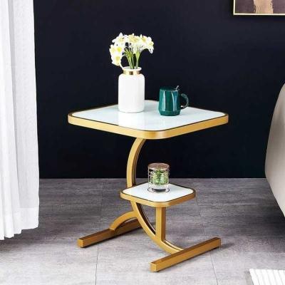 Side Table | Marble Side Table | Astraea Side Table | White Marble Top with Gold Frame |...
