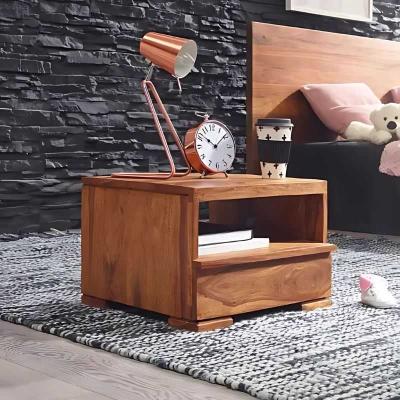Side Table | Solid Wood Side Table | Liora Nightstand | Rustic Wood Finish with Open Shelf |...