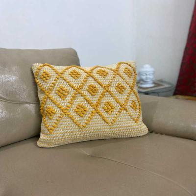 Home Decor | Cushion | SunWeave Throw Pillow | Yellow Tufted with Geometric Pa...