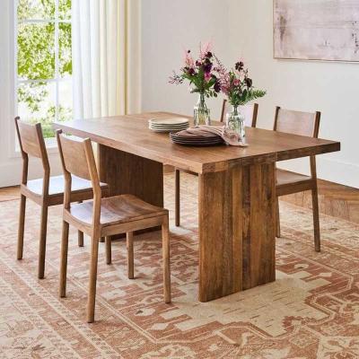 Contemporary Acacia Wood Dining Table with wooden legs | Minimalist Japandi Wooden...