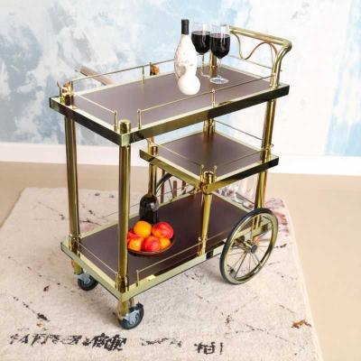 Kitchen and Dining | Bar Trolly | Luxury Gold Finish Bar Trolley with Wheels | 3-Tier Ser...