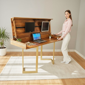 Hydraulic Convertible Work from Home Table – Multi-Purpose Table with Monitor Setu...