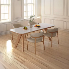 Woodensure Marble Top Rectangular 4 Seater Dining Table