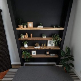 PureEdge Solid Wood Floating Shelf Set (4-Piece) - Floating Wall Shelves Design fo...