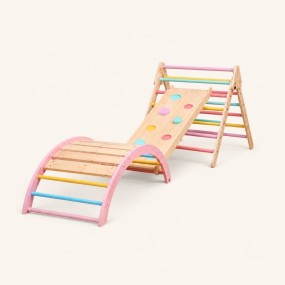 Montessori Pikler Climbing Playset for Kids – Climbing Arch, Pikler Triangle & Sli...