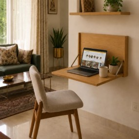 Minimalist Fold-Down Wall Mounted Desk for Home Office & Study Room