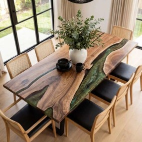 Greenish River Epoxy Design Dining Table