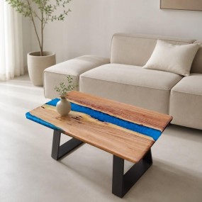 Oceanic Blue Epoxy Resin Center Table