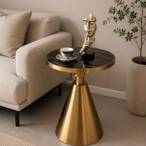 Luxury Black Round Marble Side Table