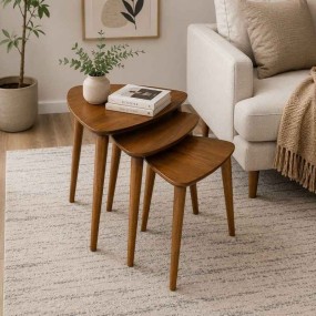 Tria Solid Wood Nesting Table Set of 3