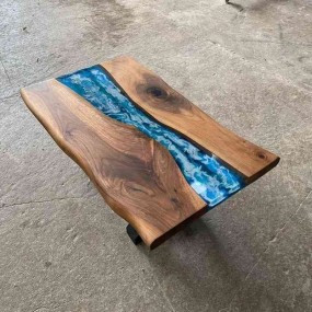 Ocean's Edge Dining Table Blue Epoxy Resin Dining Table