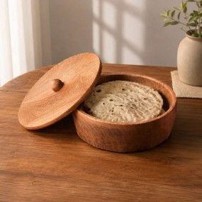 Classic Solid Wood Roti & Momos Box