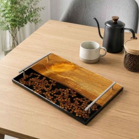 Epoxy Tray Wıth Coffee Beans İnside