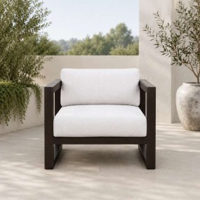 Beige Bliss Metal Lounge Chair | Outdoor Single Sofa Chair