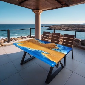 Oceanic Oasis Epoxy Resin Dining Table