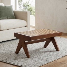 Acacia / Teak Wood Cane Stool | Wood cane Stool | Wooden Stool