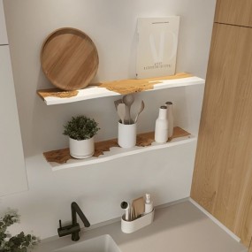 Snow-White Epoxy Resin Shelf (Set Of Two)
