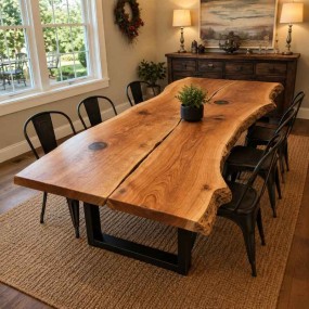 Live Edge Dining Table With epoxy Design, Kitchen Table, Conference Table, Farmhou...