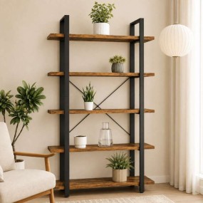 Angular Book Shelve Metal & Solid Wood