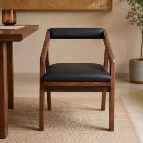 Natural Wood Dining Table Chair With Cushion For Home & Office