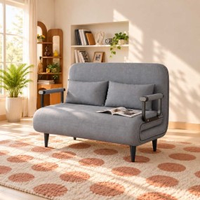 2 Seater Folding Sofa Come Bed, Convertible Sleeper Sofa for Living Room & Guest R...