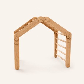 Natural Wood Multi-Shape Convertible Montessori Climbing Frame for Kids